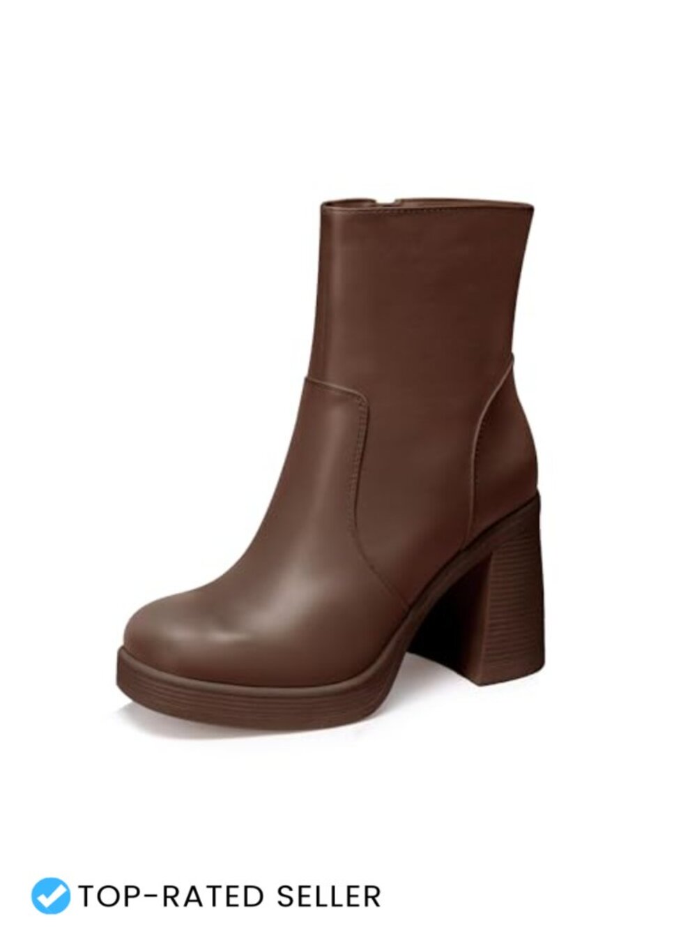 Womens Platform Gogo Ankle Boots Square Toe Chunky Block Heel PU Zipper